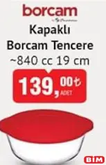 PAŞABAHÇE KAPAKLI BORCAM TENCERE 840 CC
